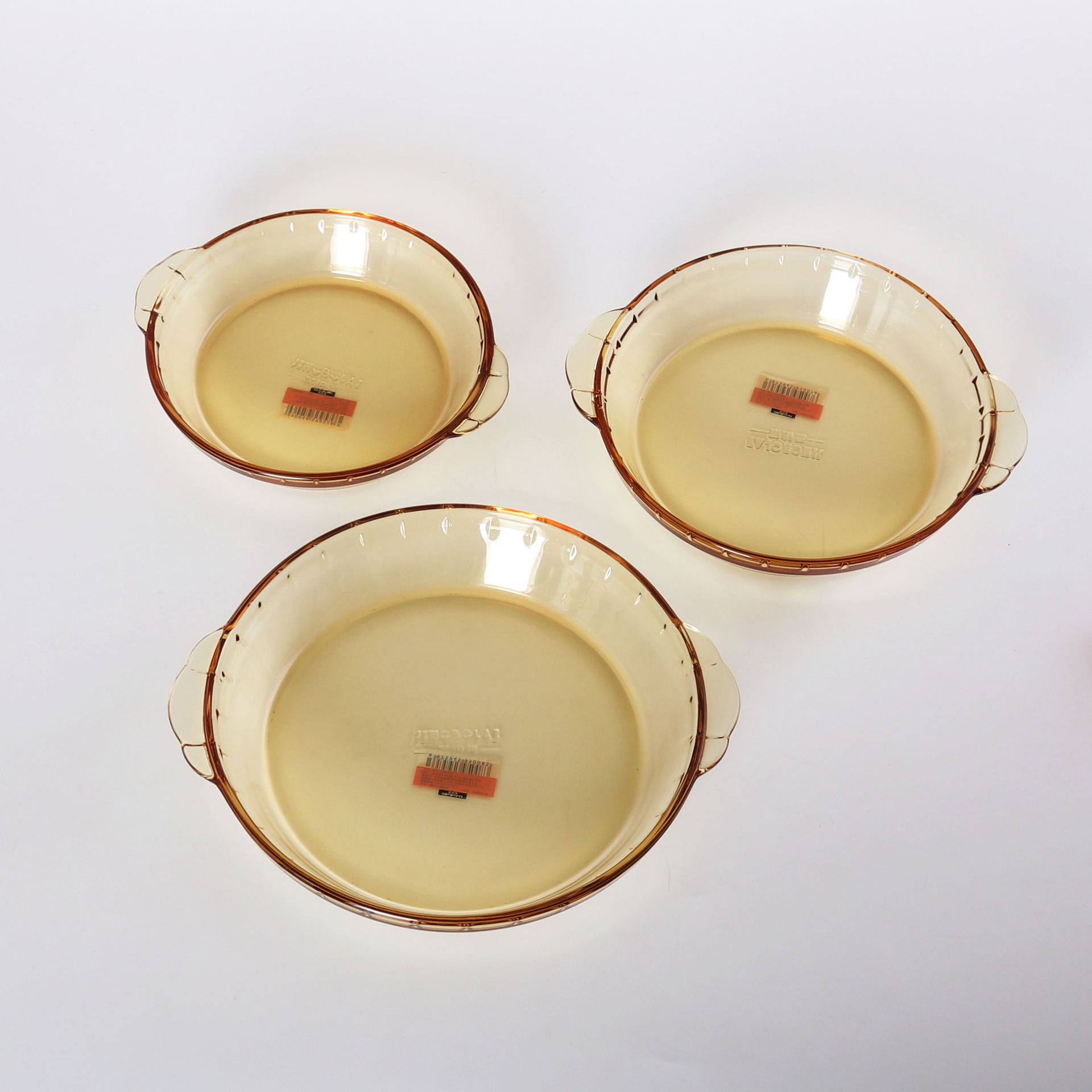 双耳盘琥珀色微晶玻璃盘子高硼硅耐热玻璃烤盘鲍鱼盘色料玻璃餐具