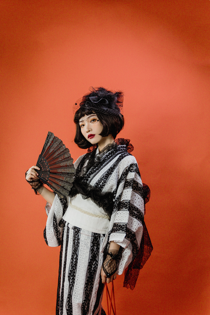 日本和服女2021新款改良便穿哥特风蕾丝小纹和服大正浪漫风装和服