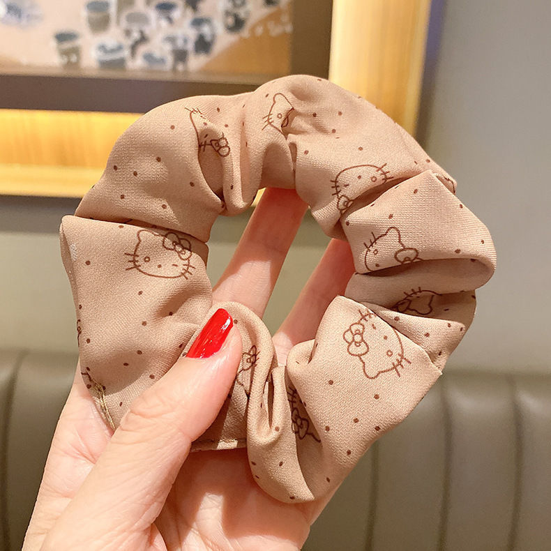 Korean Style Internet Celebrity Milk Tea Color Fabric Large Intestine Ring Hair Band Hair Rope Female Ponytail Hair String Temperament Hair Band Hair Accessories