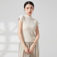 2024新款舞蹈练功服女上衣高领中国古典舞形体训练服中袖打底衫