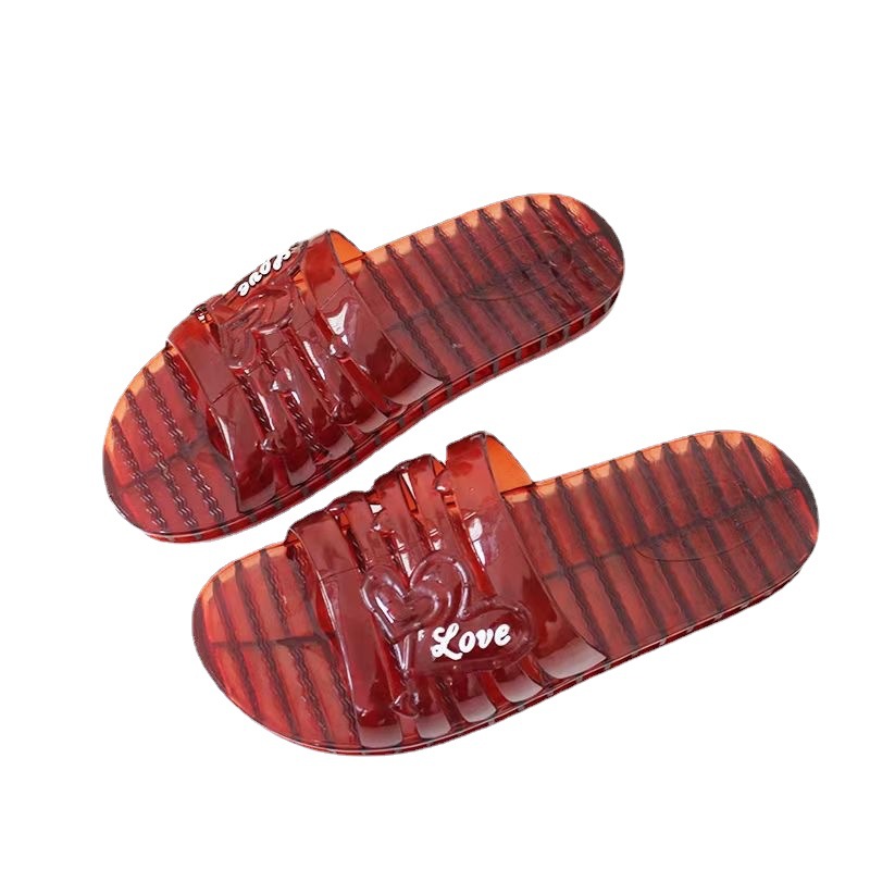 Jelly Transparent Crystal Plastic Flat Heel Women's Slippers Women's Summer Flat Outdoor Slippers Non-Slip Slipper