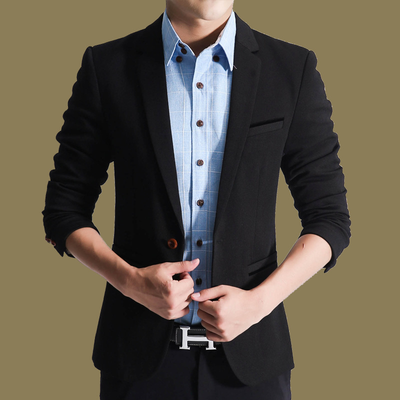 秋冬季西装外套男厚款春季修身潮流休闲小西服男士职业单西青年帅