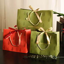 轻奢礼品袋圣诞节礼物袋圣诞树包装袋小众手提袋喜糖袋纸袋配丝带