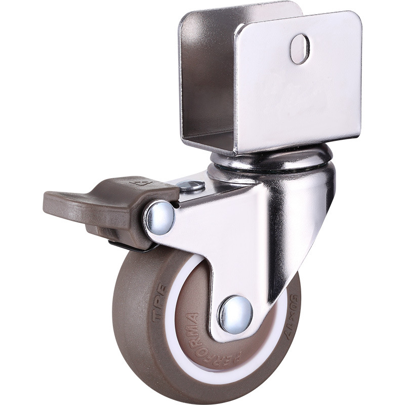 家具滚轮夹板转向轮滑轮插杆脚轮静音婴儿床轮子通用配件小万向轮