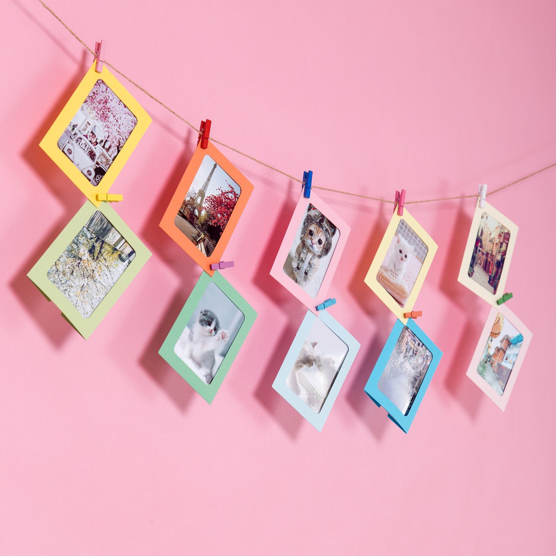 创意网红照片墙夹子装饰麻绳相片夹少女心房间布置宿舍相框悬挂墙