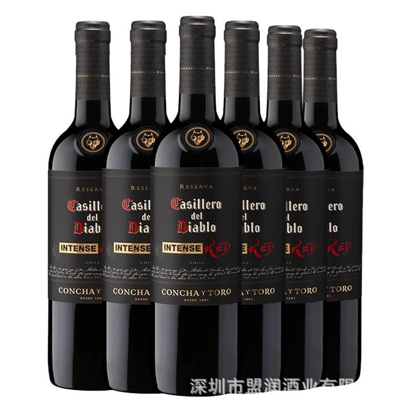 整箱包邮 红魔鬼黑金浓郁珍藏红酒750ml*6 智利原瓶酒