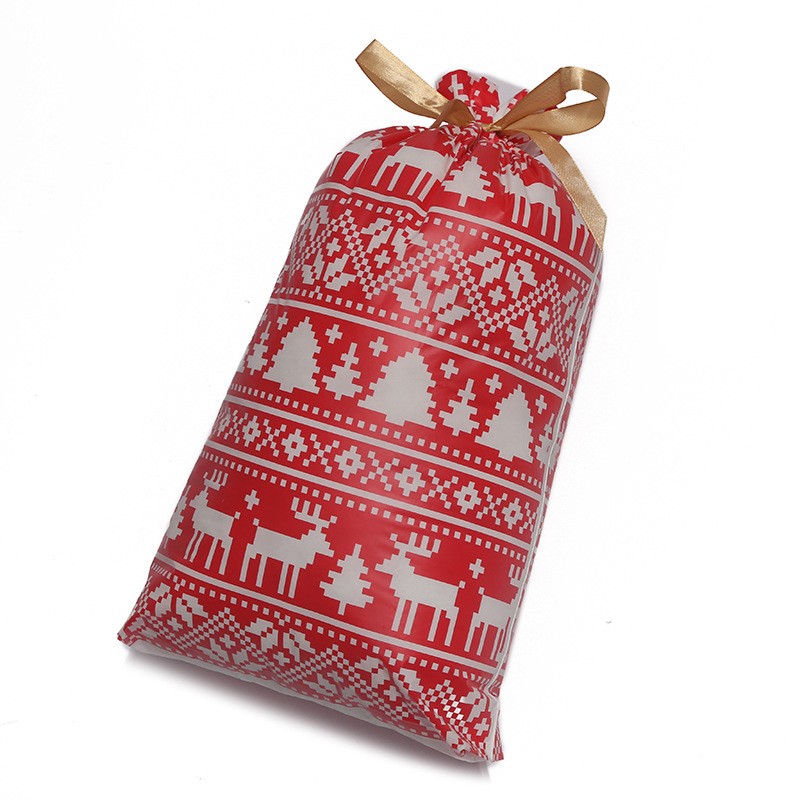 Christmas 30*40 Drawstring Bag Creative PE Drawstring Bag + Christmas Nougat Baking Plastic Bags Wholesale