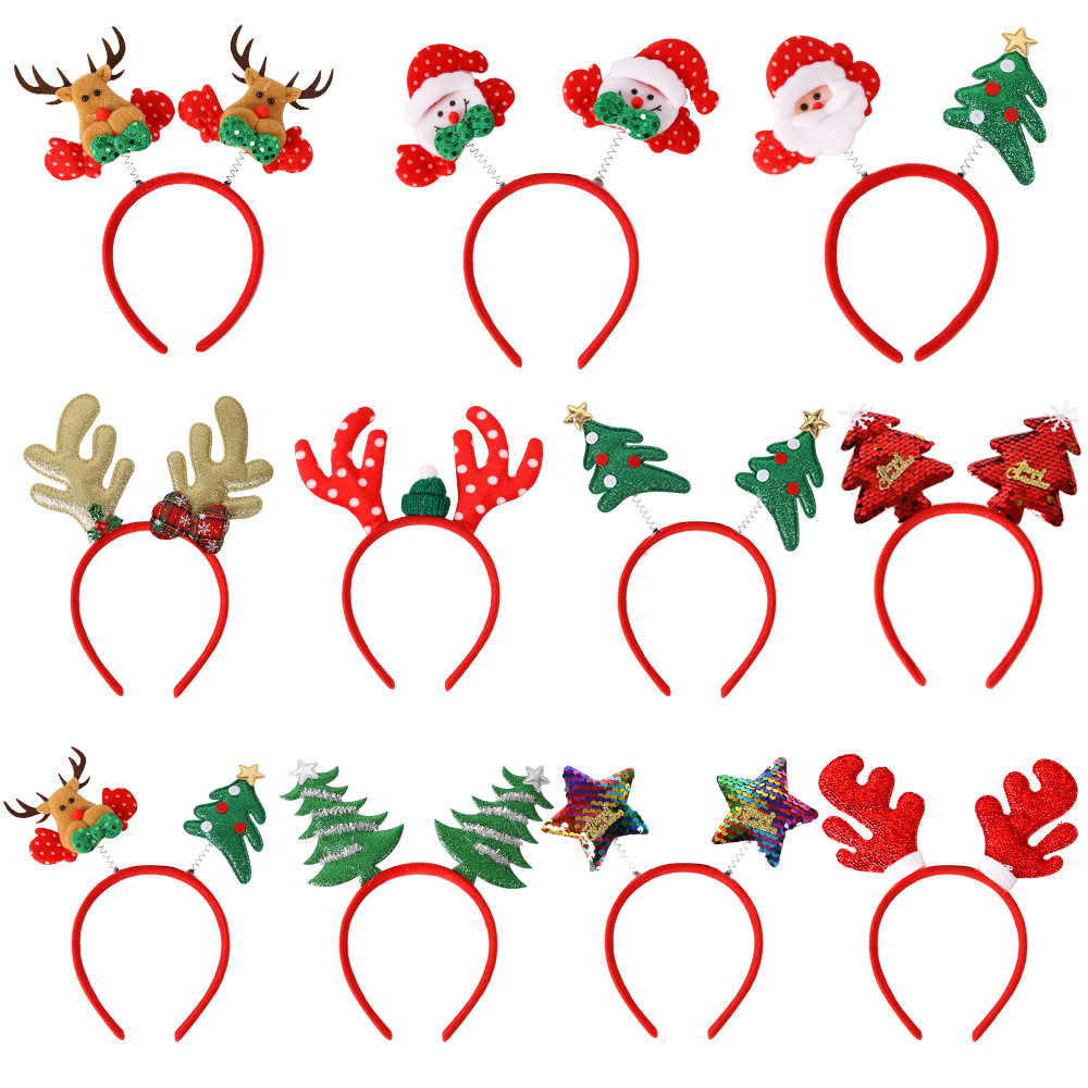 Amazon New Christmas Headband Christmas Elk Head Buckle Antlers Headband Christmas Decoration Party Dress up Headwear