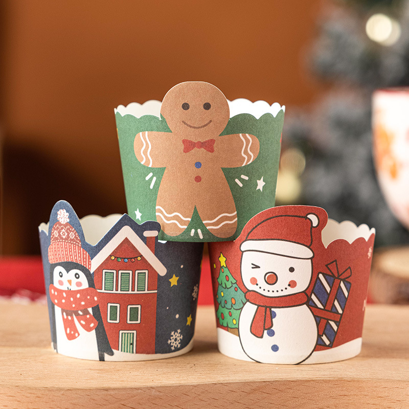 圣诞节纸杯蛋糕纸杯卡通儿童立体一次性纸托耐高温家用烘焙专用