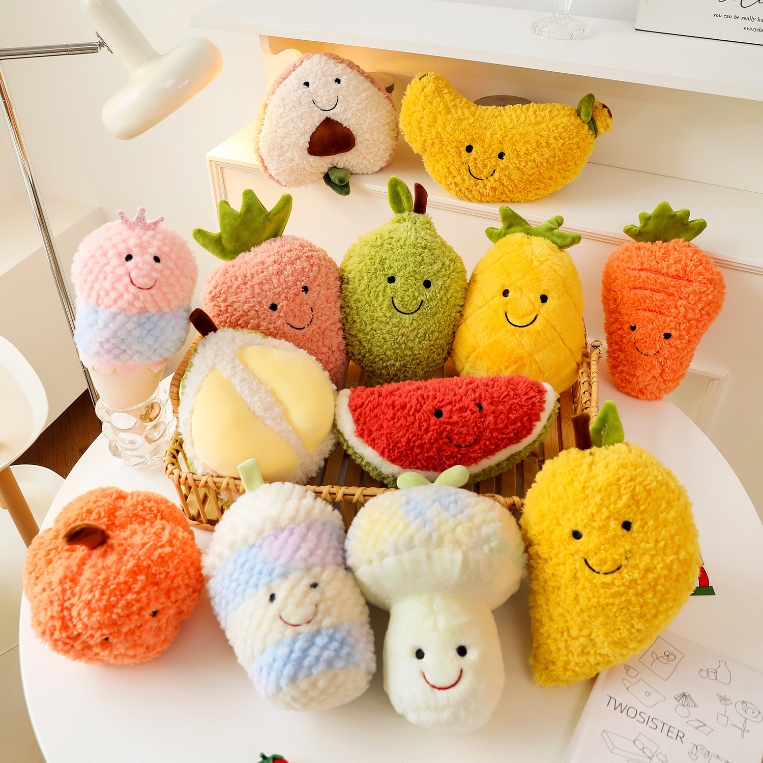 Cartoon Woven Fruit and Vegetable Plush Doll Internet Celebrity Cute Accessories Pillow Cushion