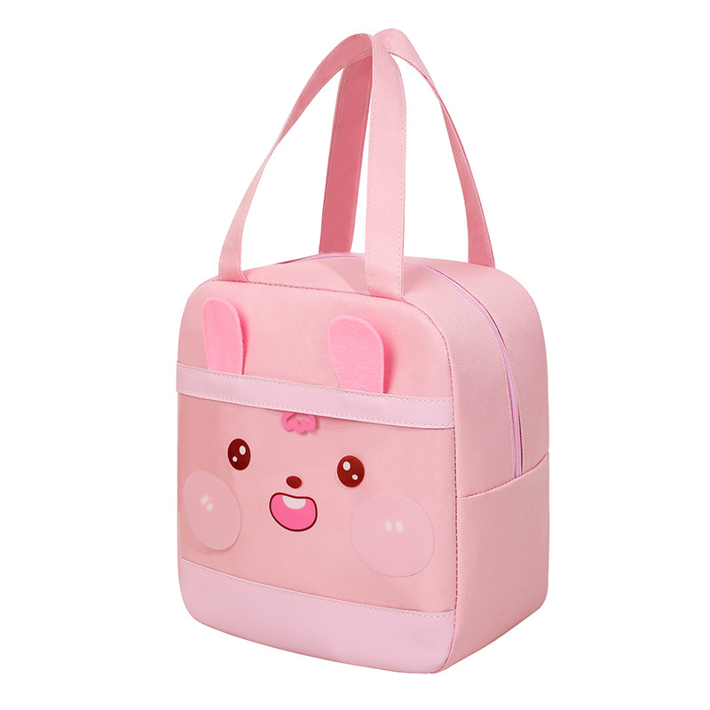 New Cute Portable Lunch Bag with Rice Aluminum Foil Insulation Bag Large Capacity Transparent Cartoon Insulated Lunch Box Bag for Students