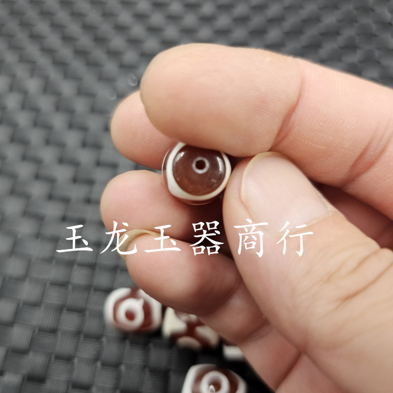 12*16毫米红白三眼天珠玉石散珠玛瑙路路通手链项链饰品配件珠子
