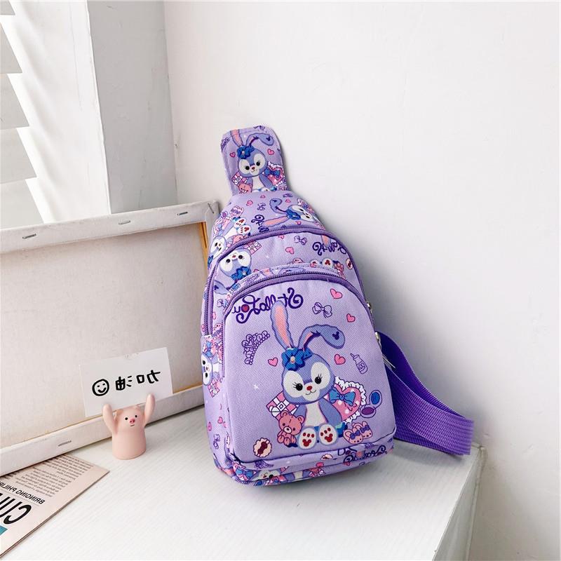 Children's Coin Purse Cartoon Rabbit Printed Canvas Backpack Korean Style Baby Chest Bag Ins Boys and Girls Messenger Bag