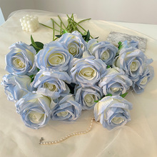 仿真单支碎冰蓝玫瑰绢布玫瑰   情人节 家居装饰拍摄厄瓜多尔玫瑰