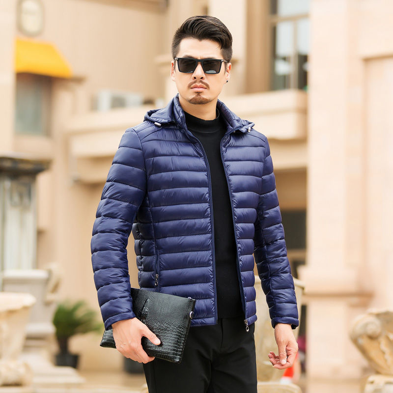 Cross-Border Men's Cotton Padded Clothing Lightweight down Cotton Jacket 2022 New Cotton Clothing Fashionable Simple Casual down Jacket