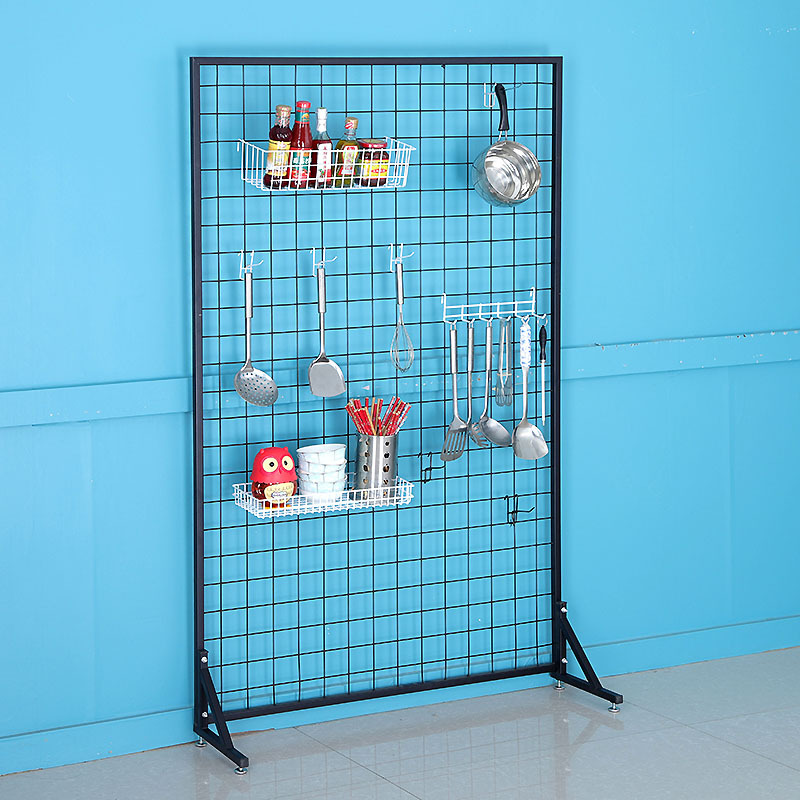 单面落地货架网格超市挂架饰品挂网作品展示袜子铁网格收纳铁艺架