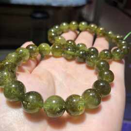 绿石榴手链 沙弗莱手串 沙弗来石榴石单圈圆珠 男女款水晶diy饰品