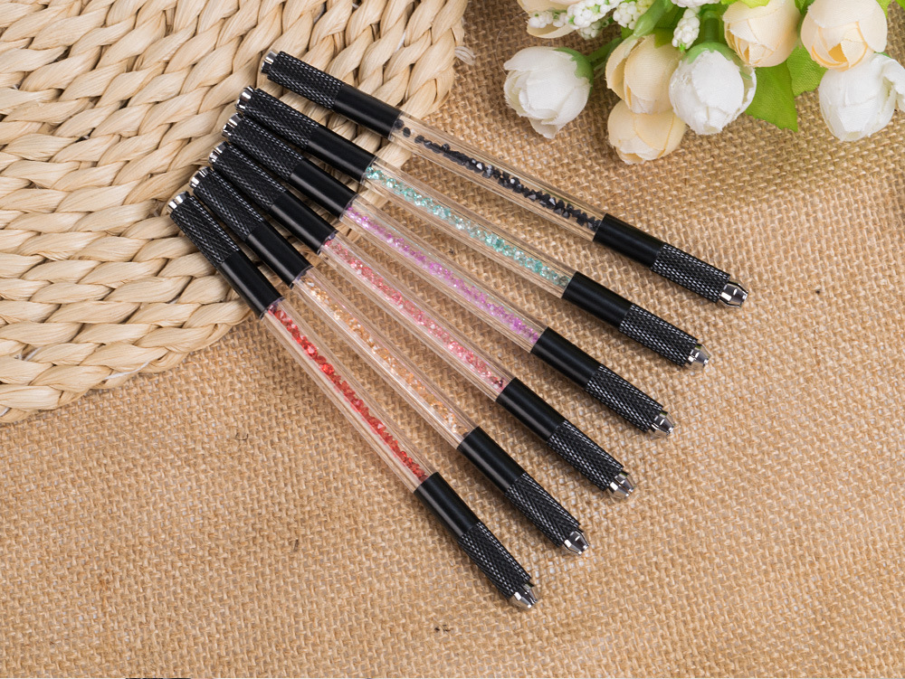 厂家直销多功能手工纹绣笔 可定制4号纹眉笔 雅黑双头水晶纹绣笔