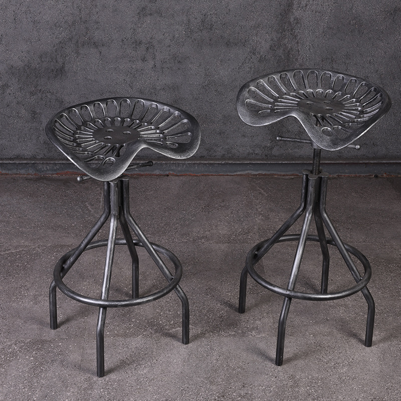 厂家直销美式工业风拖拉机铸铁座椅客厅吧台可升降高度铁艺酒吧椅