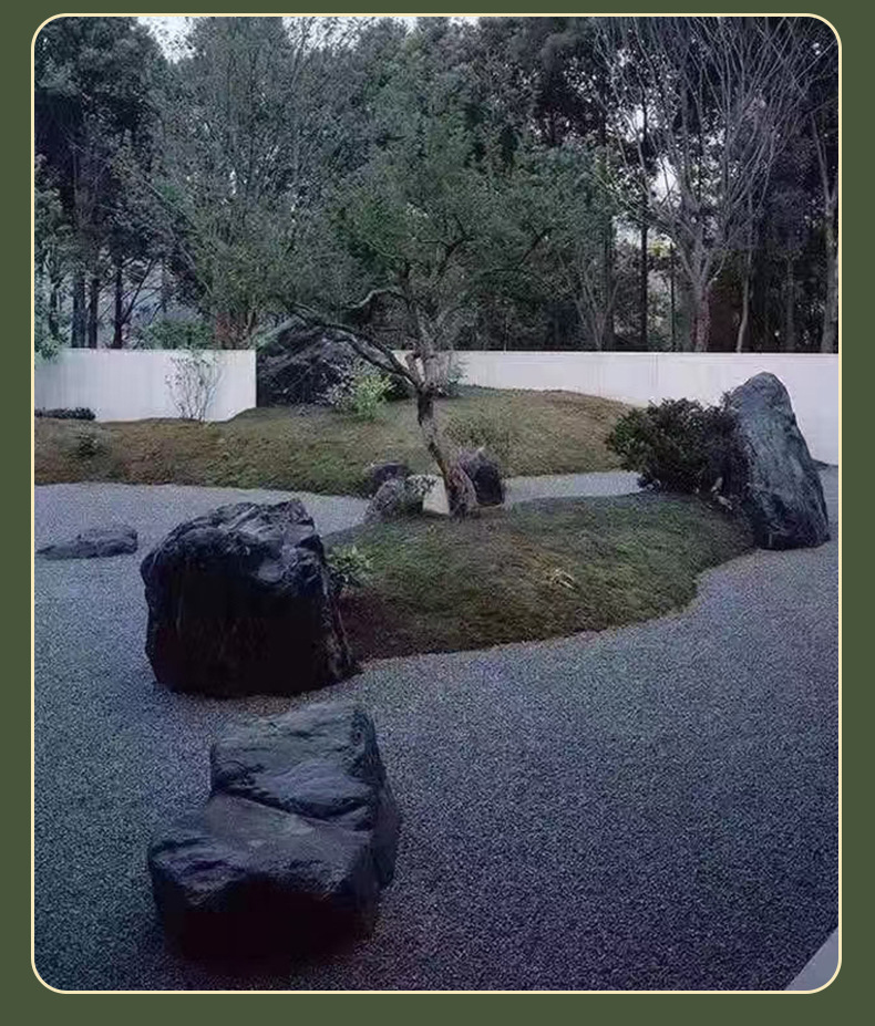 黑山石 假山护坡石日式园林枯山水野山石 黑色景观石假山造景施工