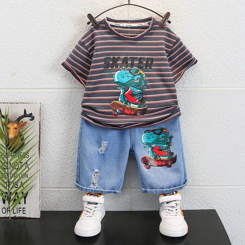 童装男童短袖套装2024新款洋气宝宝网红炸街衣服男孩儿童酷帅夏装