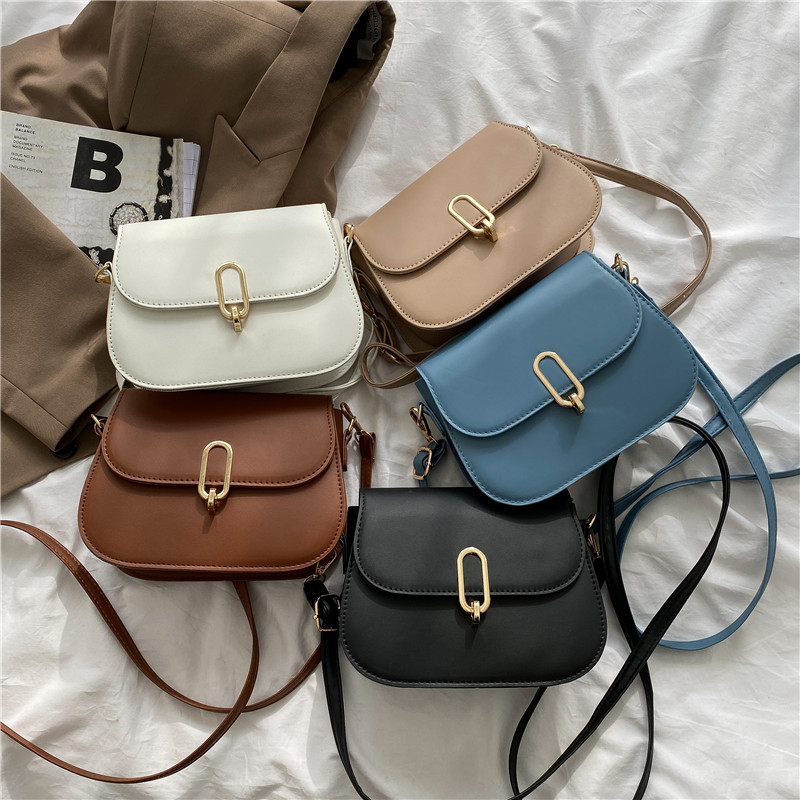 Western Style Women's Bag Simple Ins Korean Style Personalized Fashion Small Bag Online Red Vintage Crossbody Women's Bag Twist Lock Bag Women