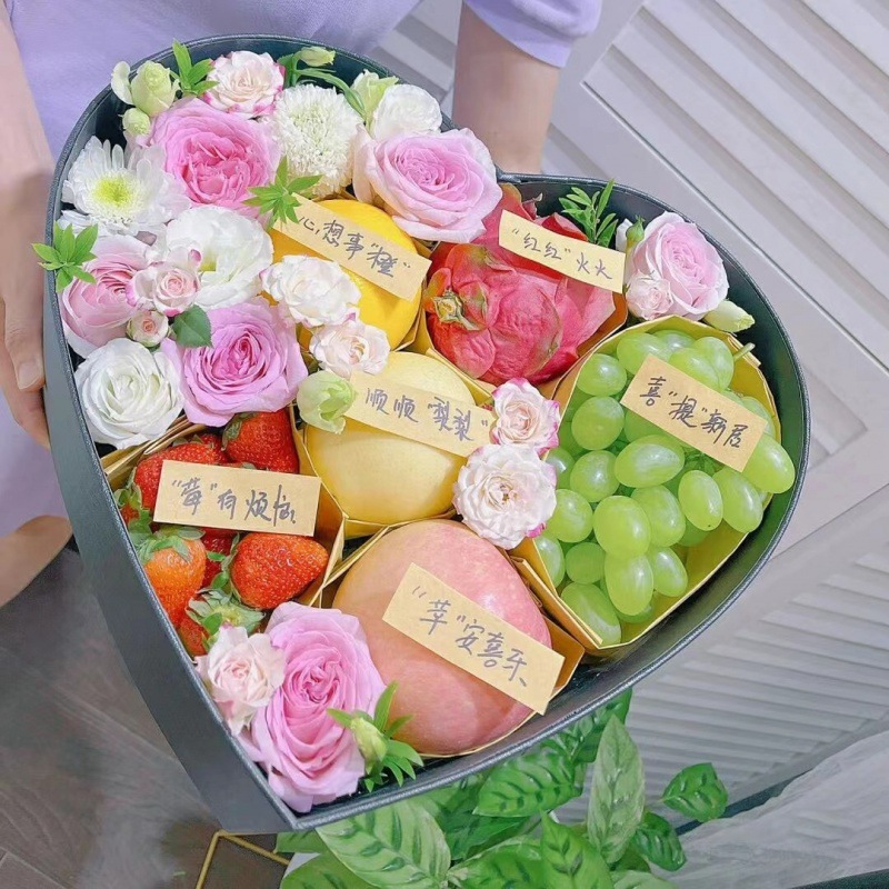 水果纸箱礼品盒圆形开窗礼盒心形爱心圆盒玫瑰花包装情人节花盒