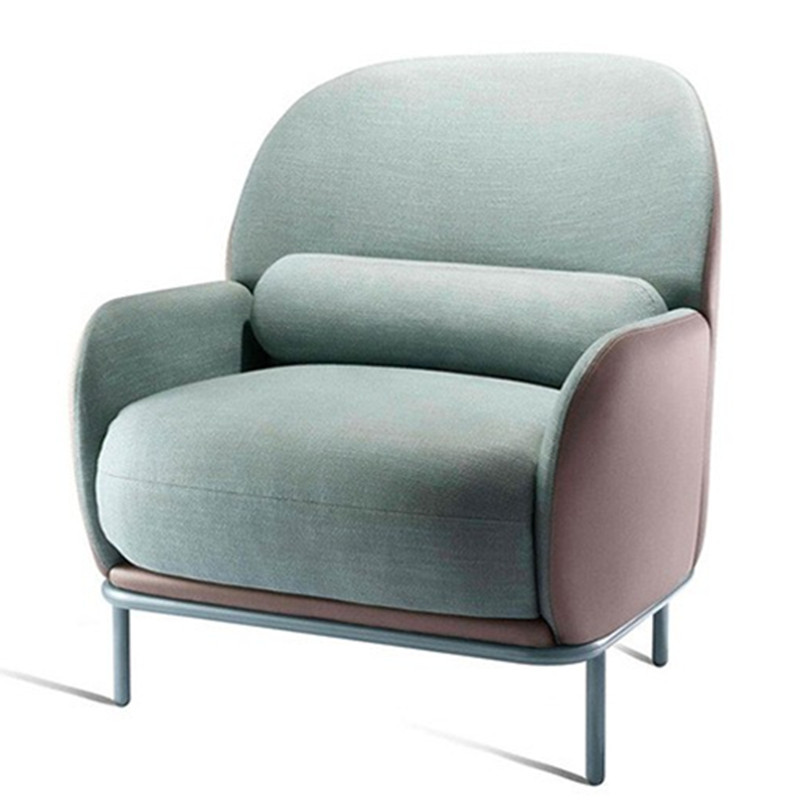 现代轻奢金属双色布艺甲壳虫沙发酒店别墅客厅单人沙发