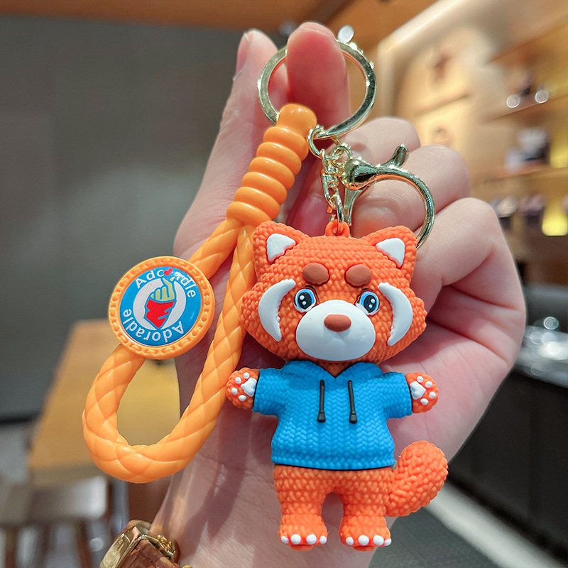 Cartoon Anime Wool Raccoon Keychain Hanging Piece Pendant Car Key Chain Ground Push Gift Night Market Gift Wholesale