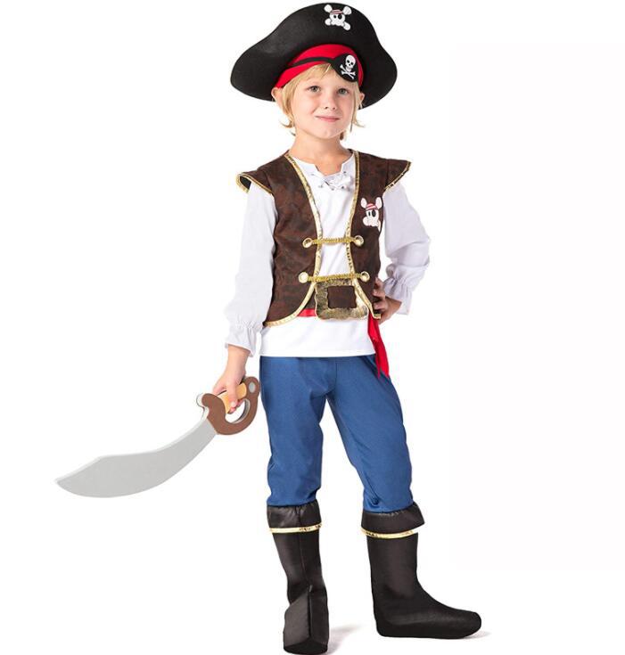 儿童海盗衣服男孩万圣节服饰加勒比海盗杰克海盗套装表演服装cos