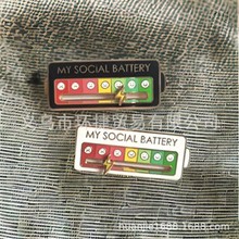 跨境新款 ocial Battery Pin 每周7天的搪瓷别针 功能性美学别针