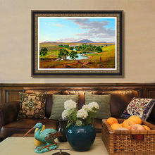 欧式风景油画客厅沙发背景挂画美式田园装饰画高档餐厅玄关壁画