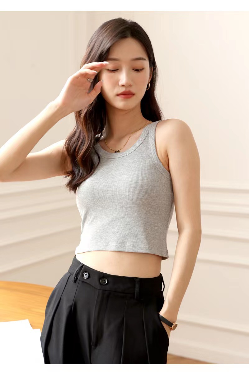 夏季运动背心无袖打底衫简约宽松女士弹力背心显瘦莫代尔棉宽肩修