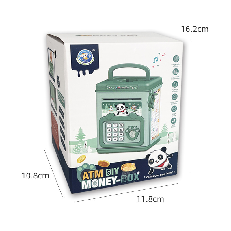 New Children Saving Pot Large Capacity Multi-Function Fingerprint Password Suitcase Automatic Induction Roll Money Birthday Gift for Boy