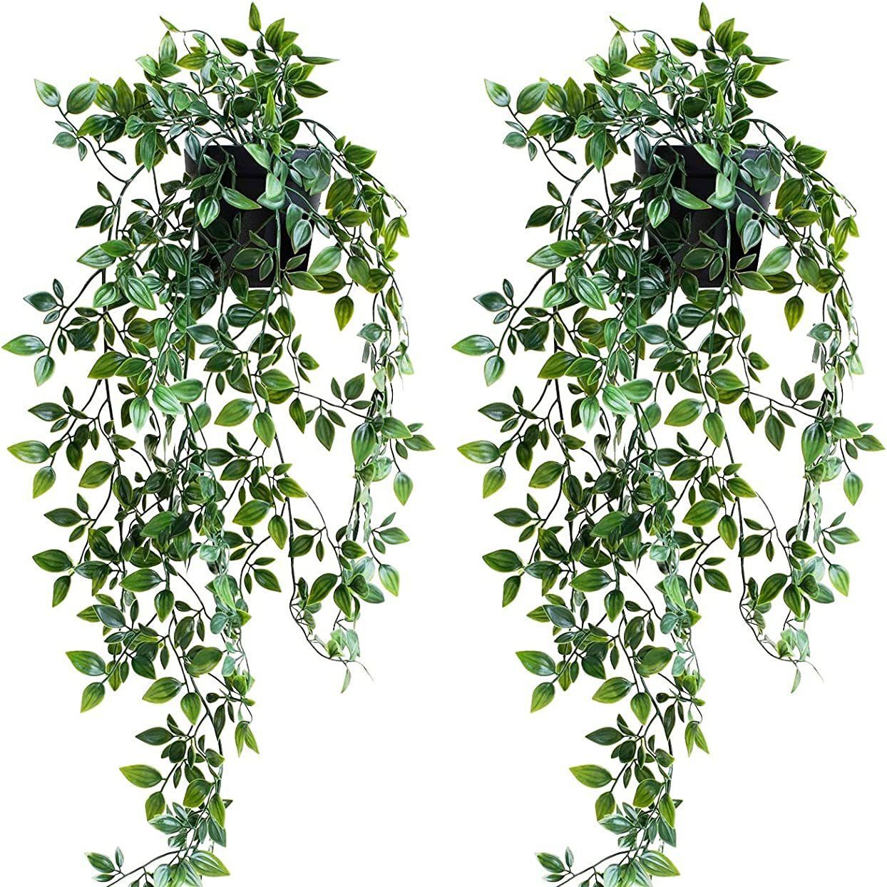 Amazon Artificial Hanging Rattan Green Plant Simulation Vertical Vine Potted Home Balcony Decoration Plastic Plant