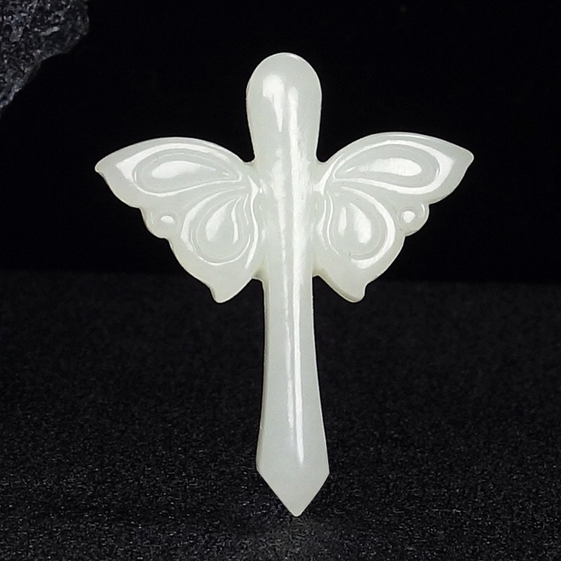 男女十字架和田玉吊坠