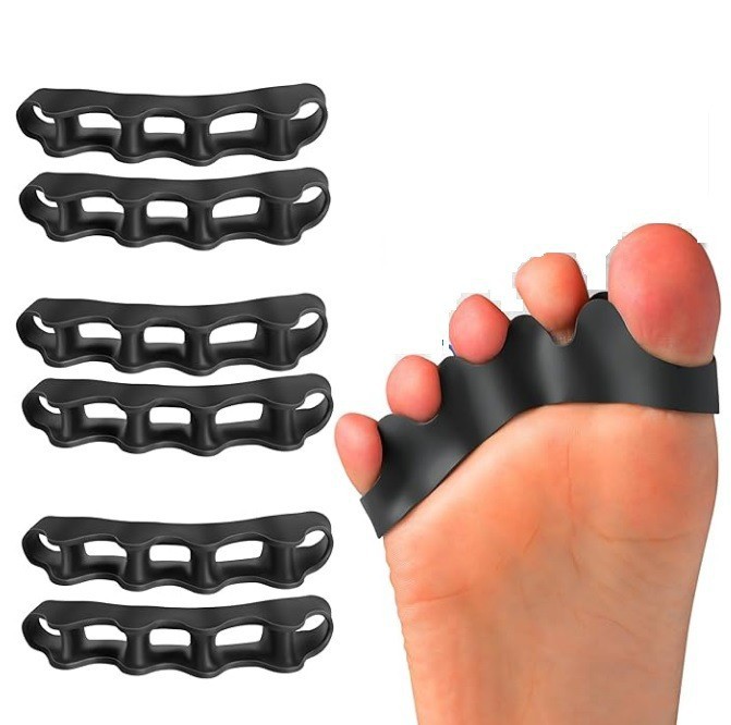 hammer toe 黑色分趾器 五趾分趾条 五孔分趾链 硅胶拇外翻分趾器