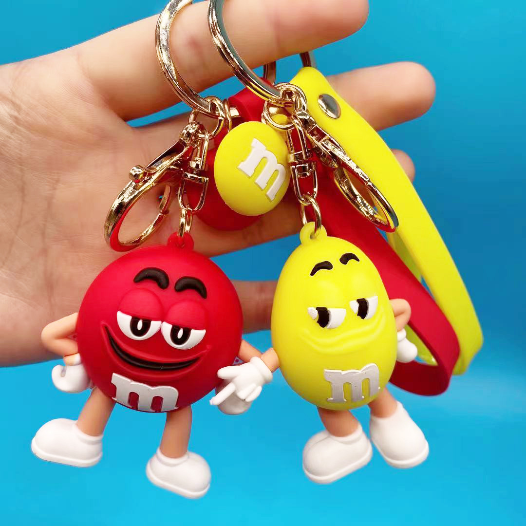 创意ins网红pvc m豆公仔钥匙扣汽车包包配饰小礼品