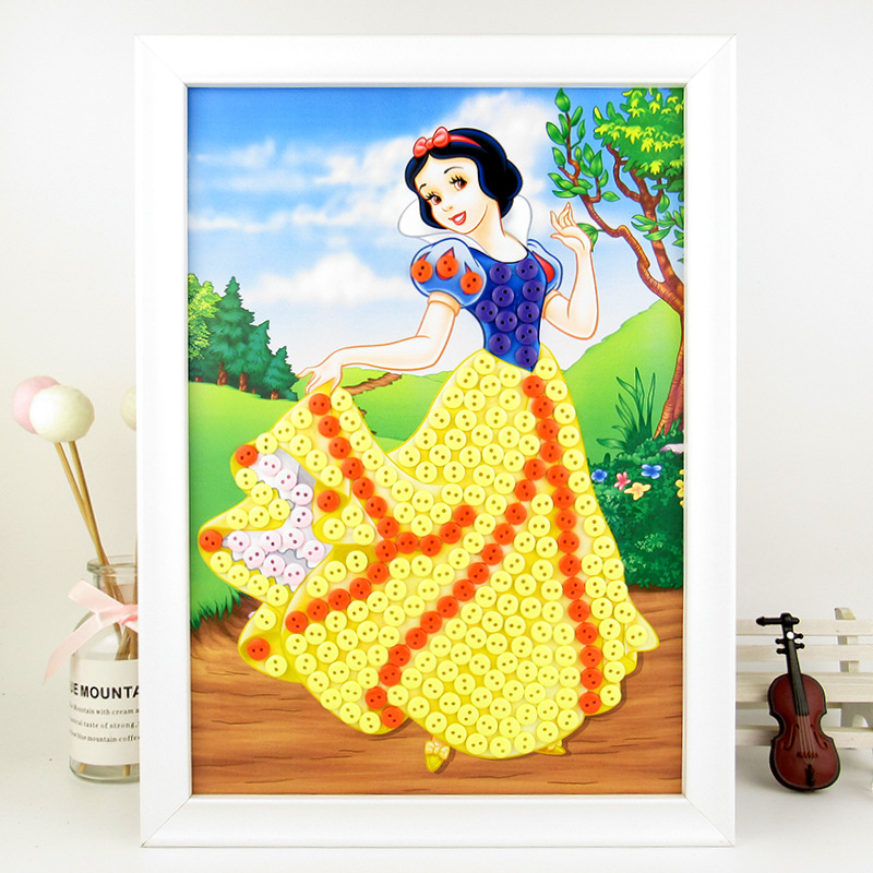 儿童创意女孩公主水晶纽扣粘贴画diy材料幼儿园玩具亲子手工制作