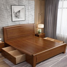 中式实木床1.8米双人床1.5米单人床1.2m主卧储物工厂直销实木大床