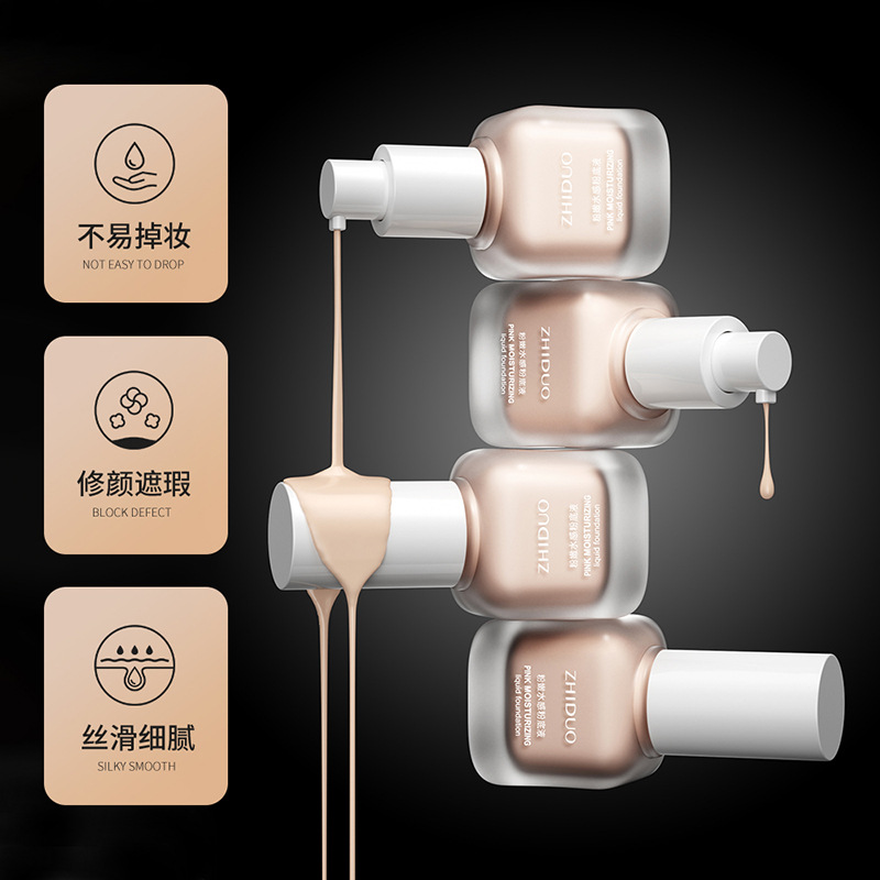 Zhiduo Pink and Tender Water Feeling Liquid Foundation Oil Control Repair Concealing and Setting Freshing and Moistrurizing BB Cream Makeup Wholesale Delivery