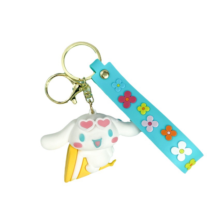 Creative Cartoon Crossdressing Big Ear Dog Keychain Cute Party Cinnamoroll Babycinnamoroll Key Chain Men and Women Handbag Pendant Wholesale