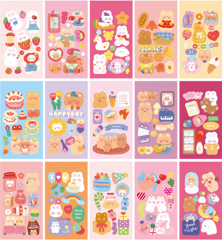 语闲线圈贴纸本 萌宠多多系列 手绘卡通手帐diy素材贴画50张入8款