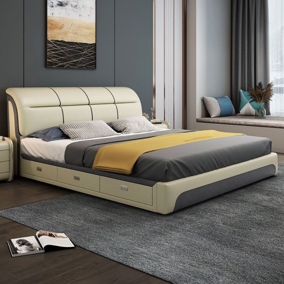 82米主卧大床婚床小户型榻榻米床皮床