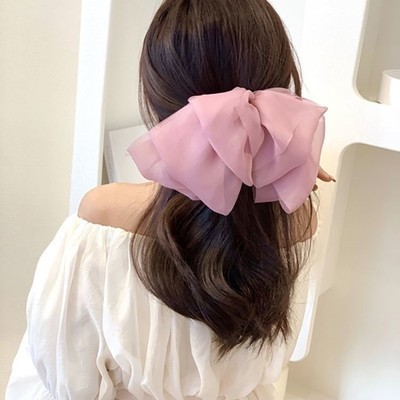 Internet Celebrity Chiffon Spring Clip Ponytail Super Fairy Big Bow Hairpin Female Back Head 2023 New Summer Hair Accessories