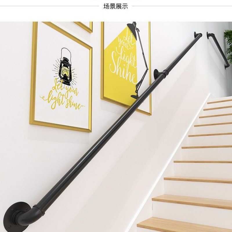 楼梯扶手自装家用简约铁艺水管室内阁楼靠墙老人防滑扶梯幼儿园墙