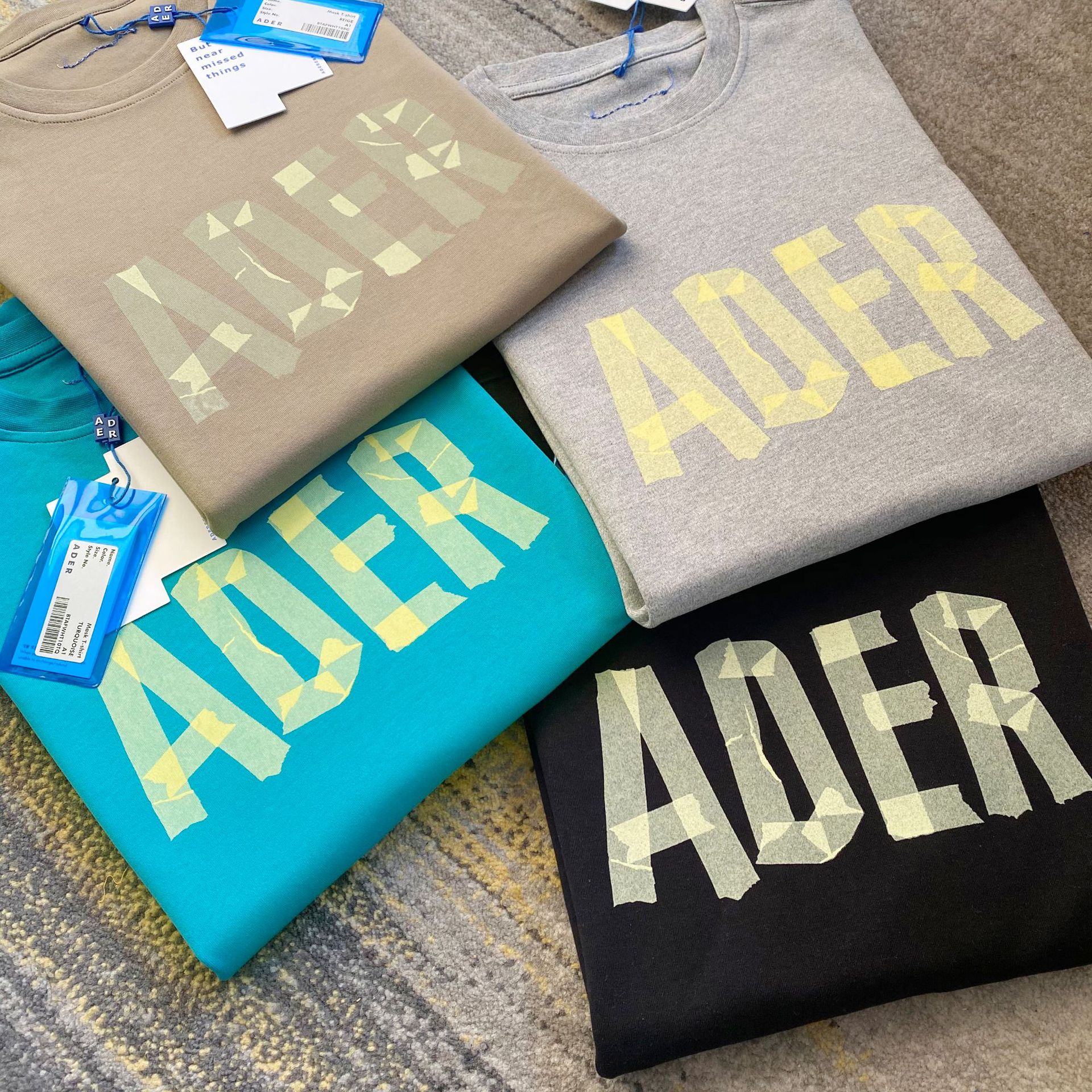 现货】ader 折纸字母胶条印花圆领t恤21adre邓伦同款男女情侣短袖