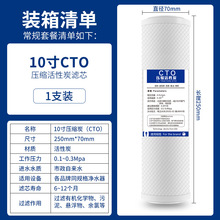 10寸平口 第三级精密烧结压缩活性炭果壳网碳滤芯净水器纯水机CTO