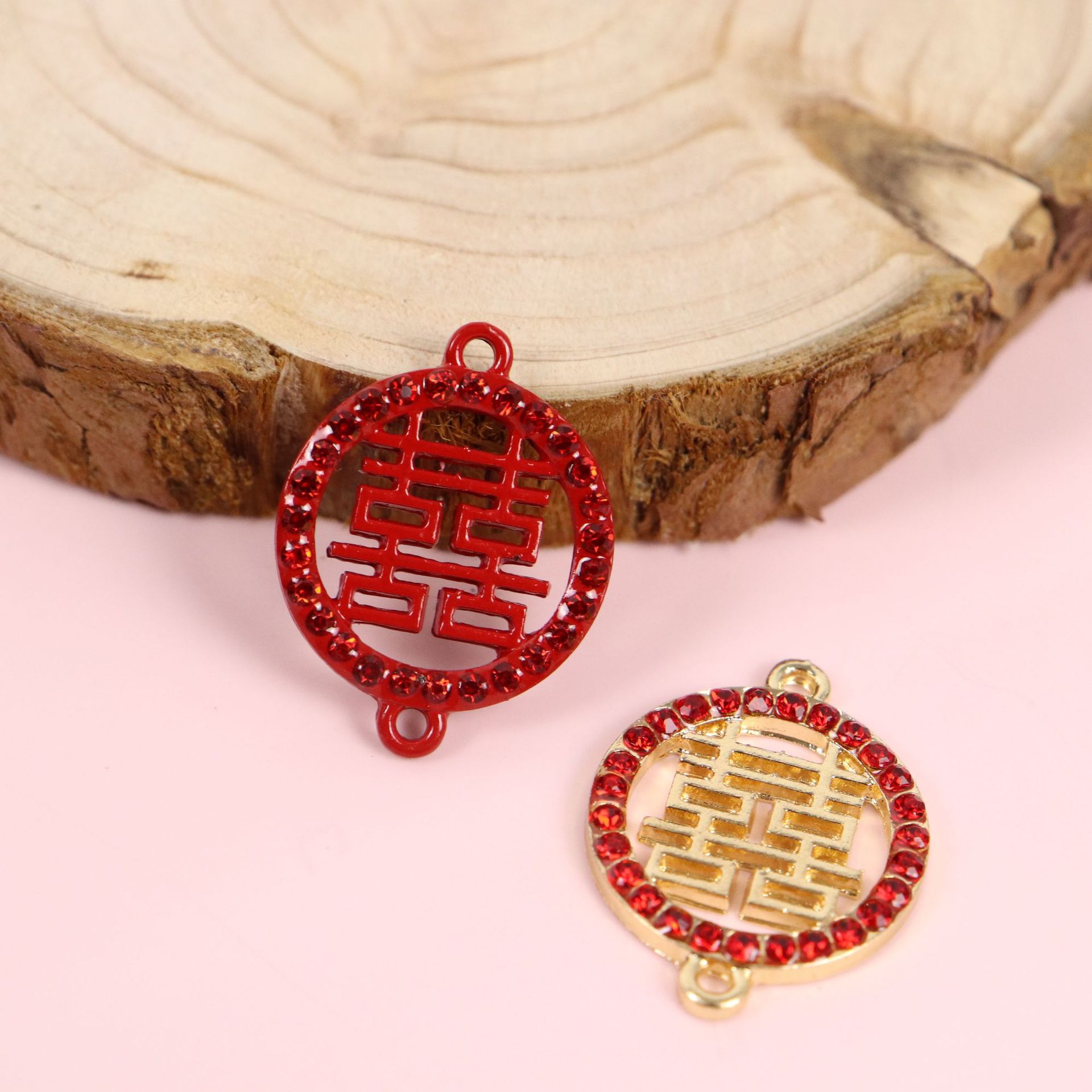 批发创意复古婚庆双喜挂件吉祥如意饰品配件喜糖请帖百年好合喜字