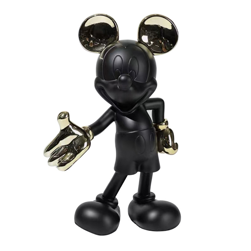 Electroplating Welcome Mickey Crafts Decoration Living Room Entrance TV Cabinet Desktop Cartoon Figurine Garage Kits Ornament Furnishing